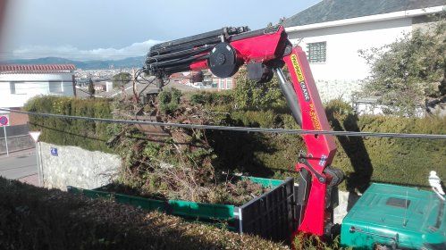 Servei camió grua + grapa per troncs, poda i pedres